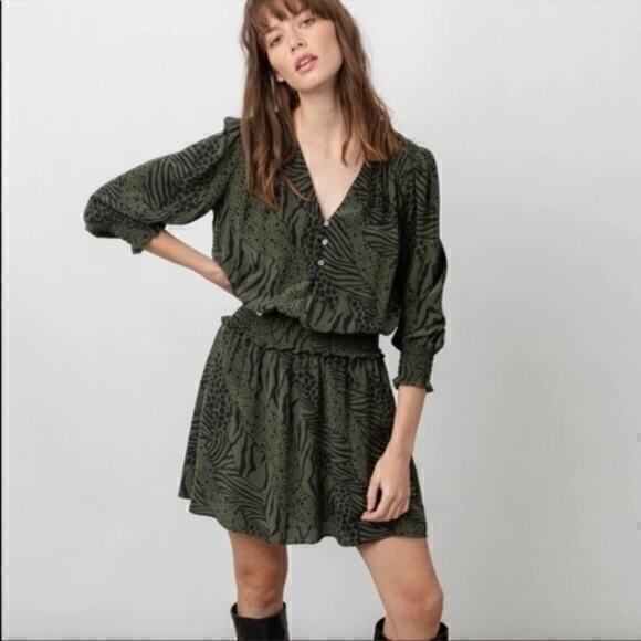 New ▶️ Anthropologie ◀️ Rails Zana Olive Mixed Animal Dress